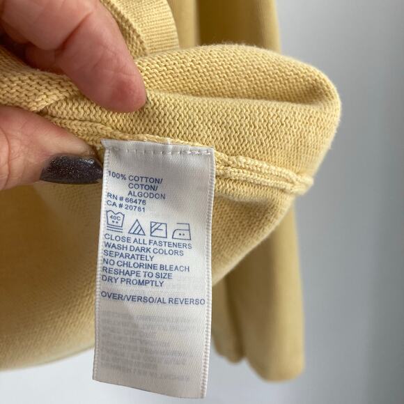 Vintage Y2K Tommy Hilfiger Yellow Crop Boxy Long Sleeve Shirt Medium - Picture 8 of 12